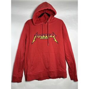 Rockstar Original Hoodie‎ Adult L Red Urban Streetwear Y2K Graphic Print EUC